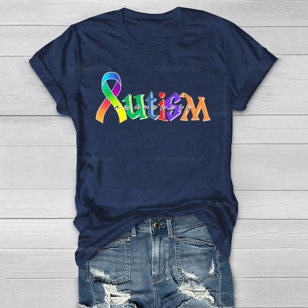 Autism Awareness Colorful Letters Healthwear T-shirt