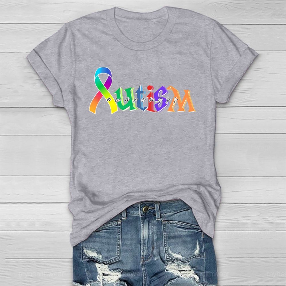 Autism Awareness Colorful Letters Healthwear T-shirt