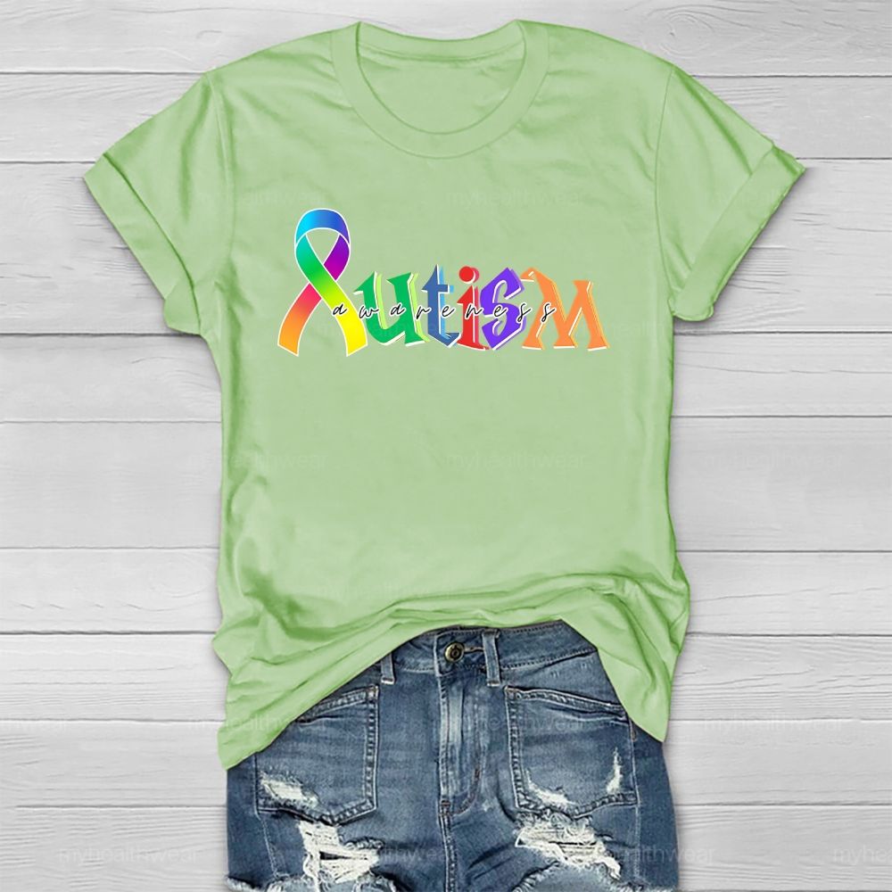 Autism Awareness Colorful Letters Healthwear T-shirt