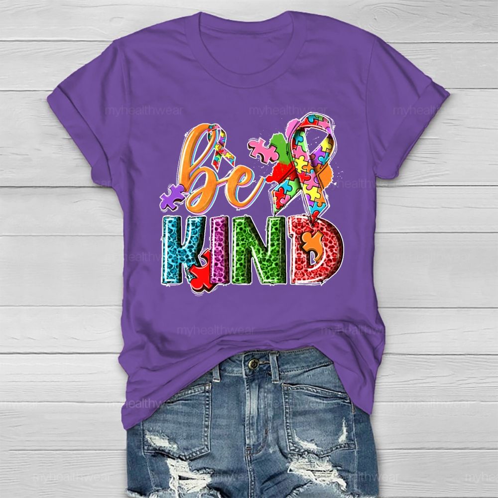 Be Kind Puzzle Ribbon Healthwear T-shirt