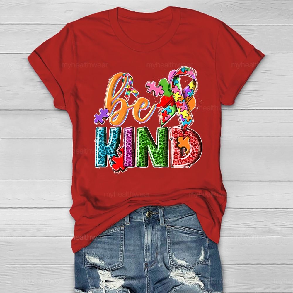 Be Kind Puzzle Ribbon Healthwear T-shirt