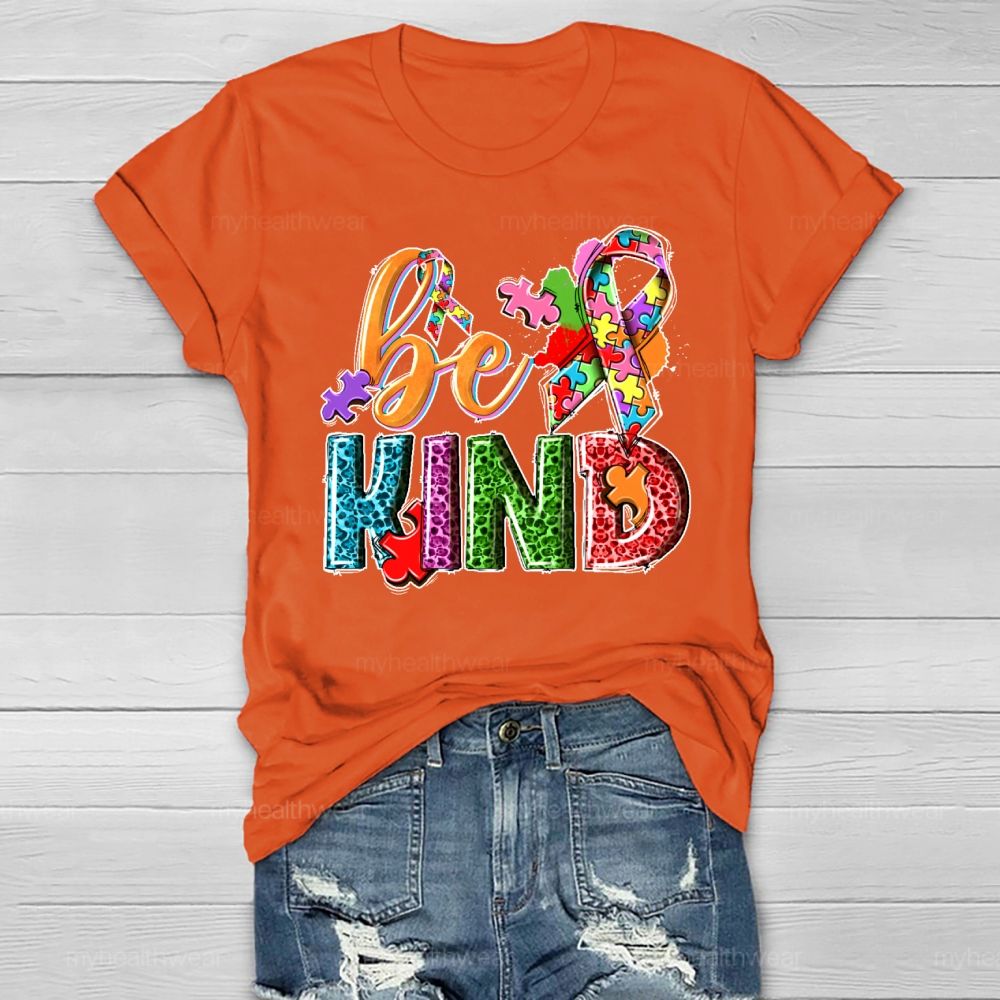 Be Kind Puzzle Ribbon Healthwear T-shirt
