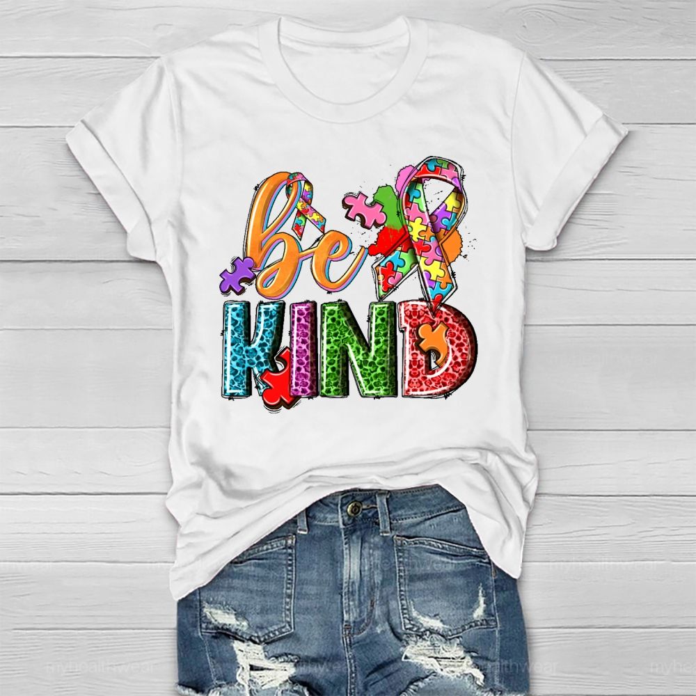 Be Kind Puzzle Ribbon Healthwear T-shirt