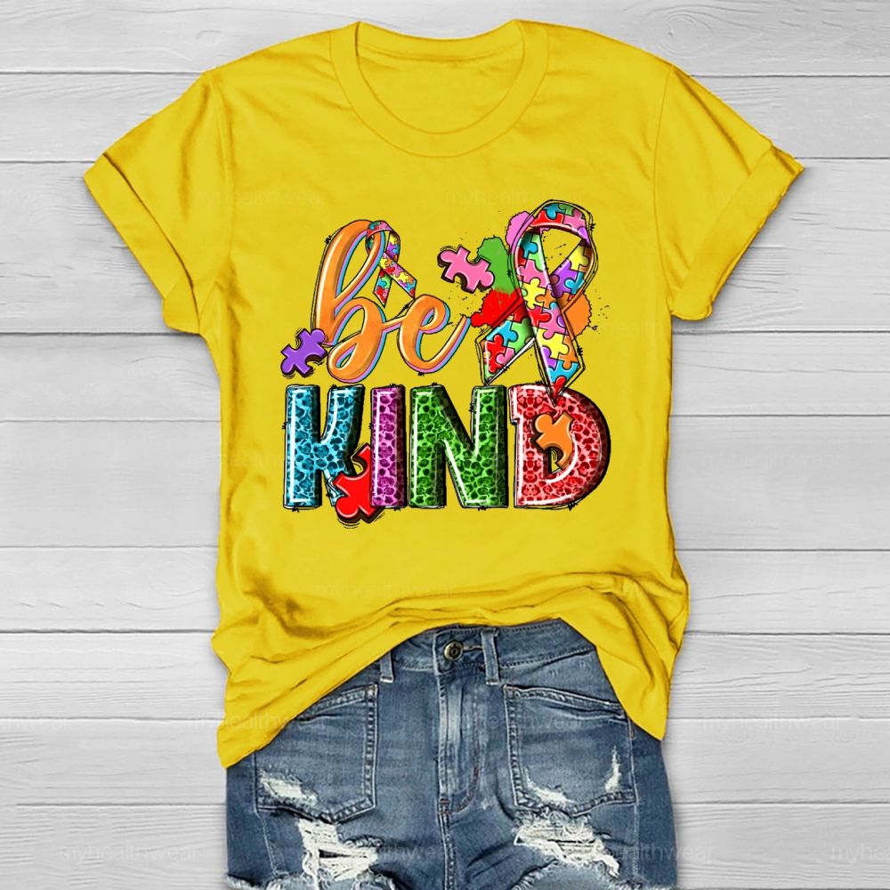 Be Kind Puzzle Ribbon Healthwear T-shirt