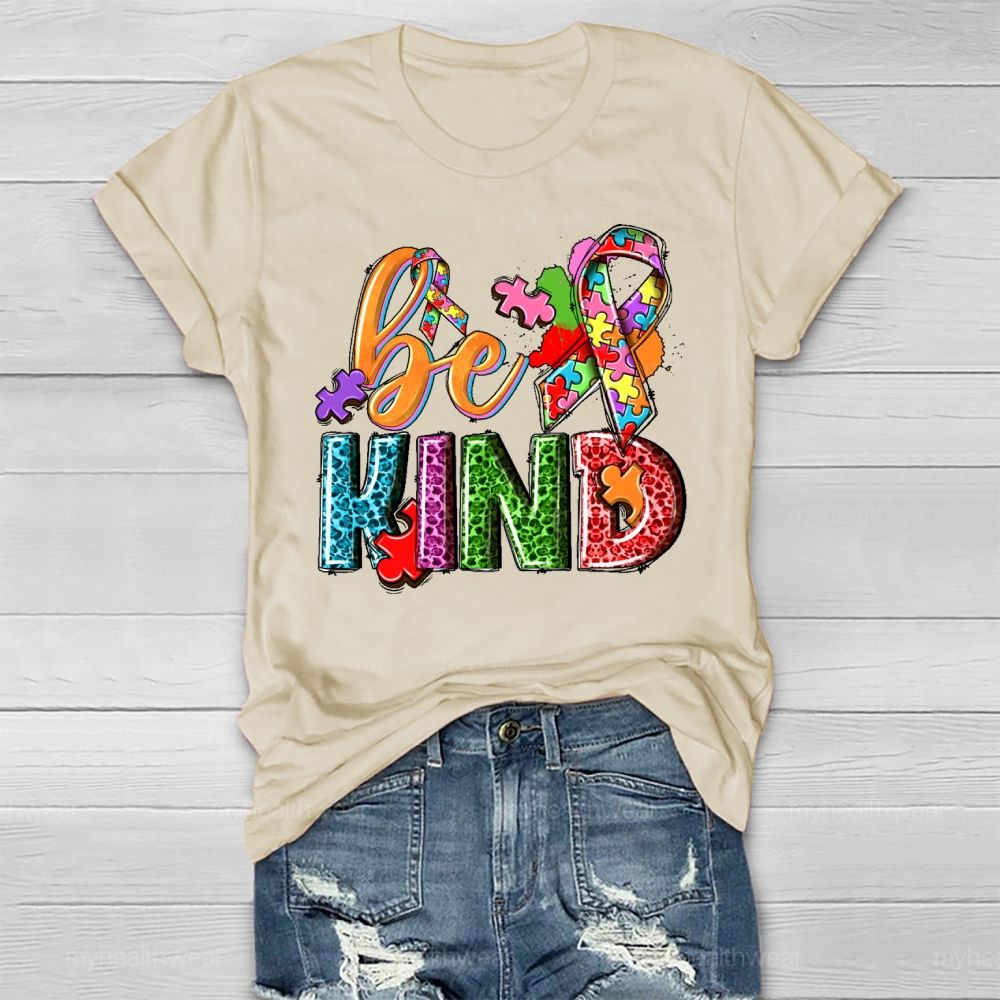 Be Kind Puzzle Ribbon Healthwear T-shirt