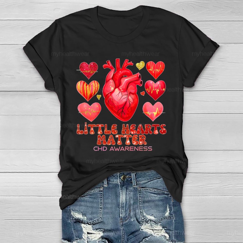 Little Hearts Matter Chd Awareness Graphic Healthwear T-shirt