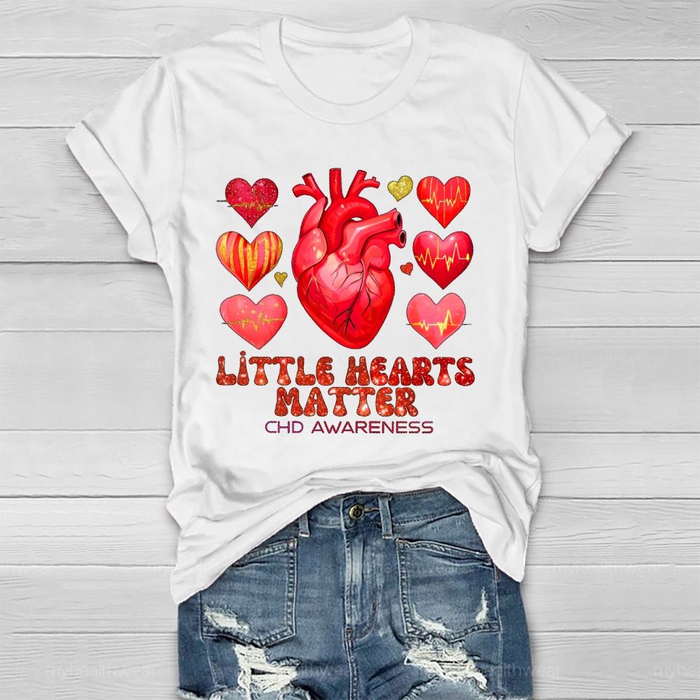 Little Hearts Matter Chd Awareness Graphic Healthwear T-shirt