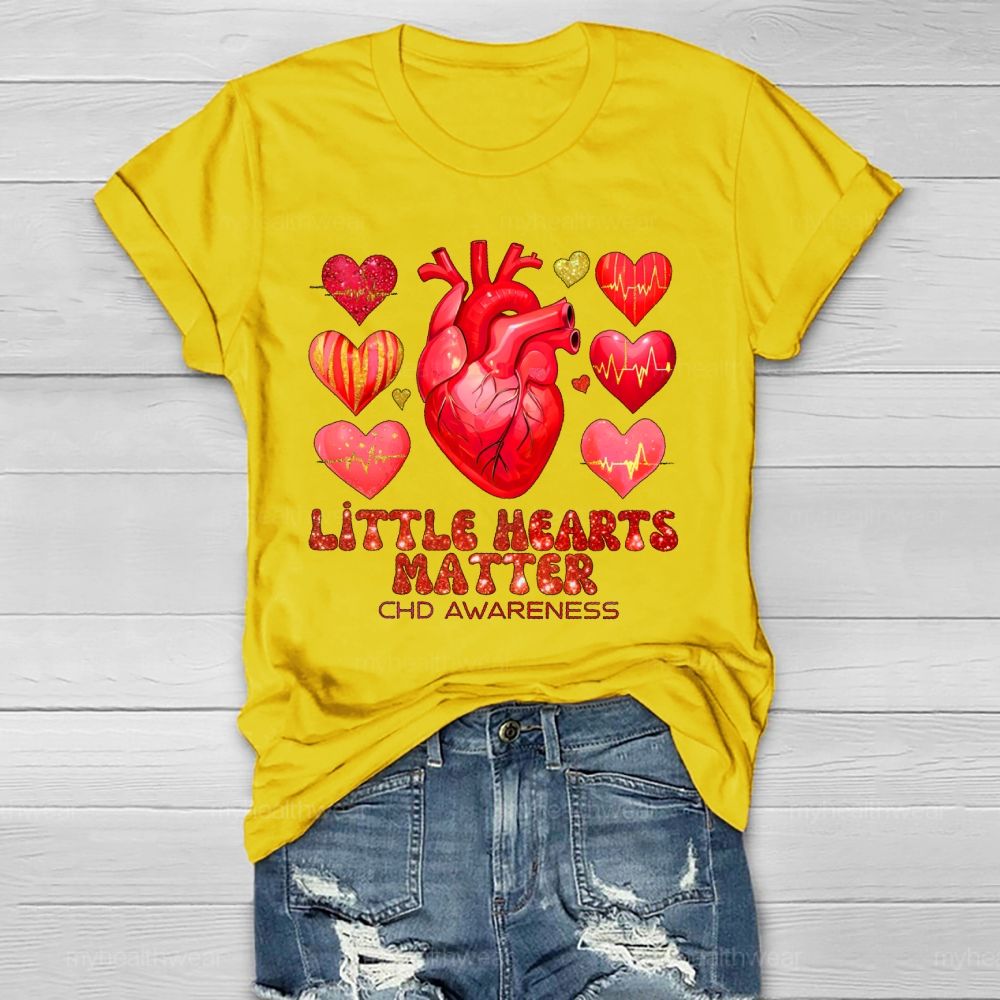 Little Hearts Matter Chd Awareness Graphic Healthwear T-shirt