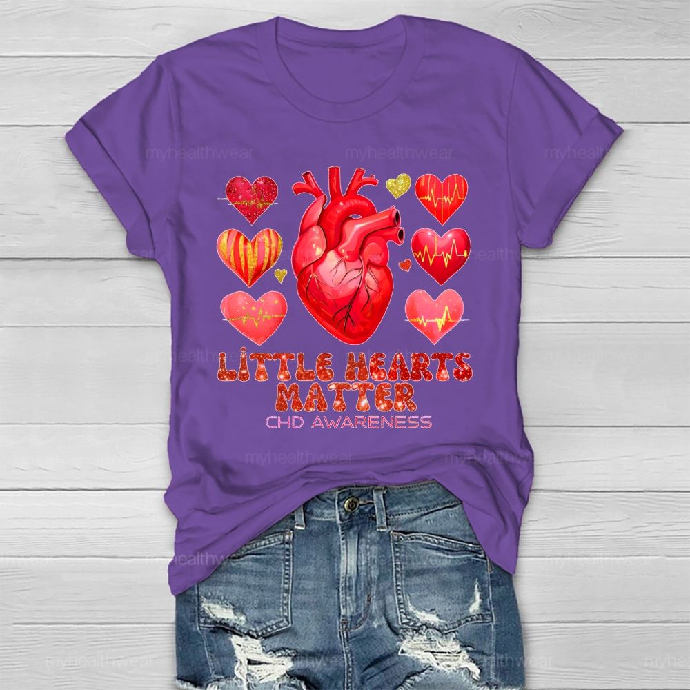 Little Hearts Matter Chd Awareness Graphic Healthwear T-shirt