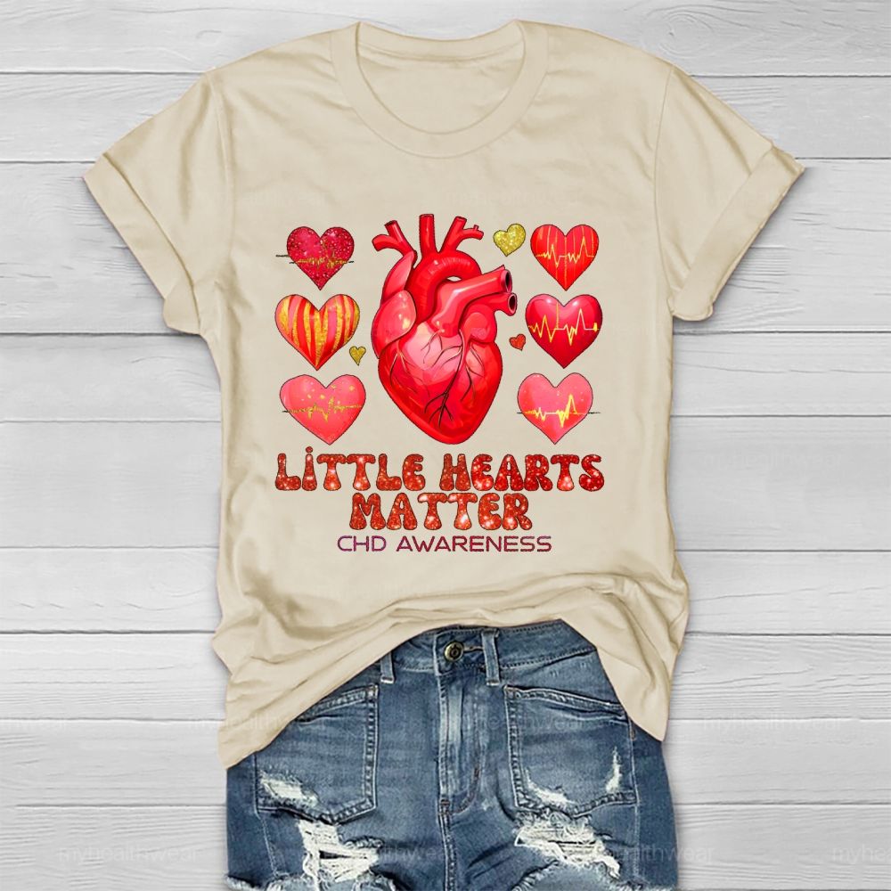 Little Hearts Matter Chd Awareness Graphic Healthwear T-shirt