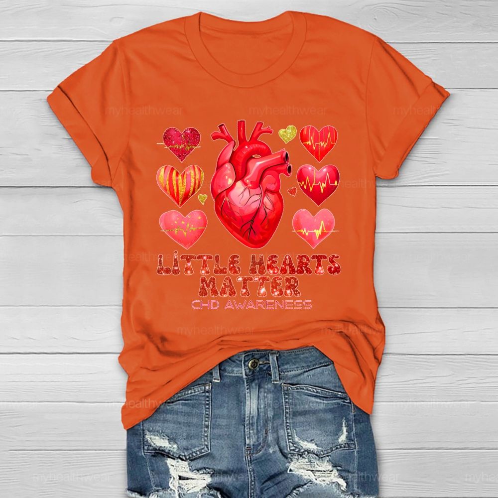 Little Hearts Matter Chd Awareness Graphic Healthwear T-shirt