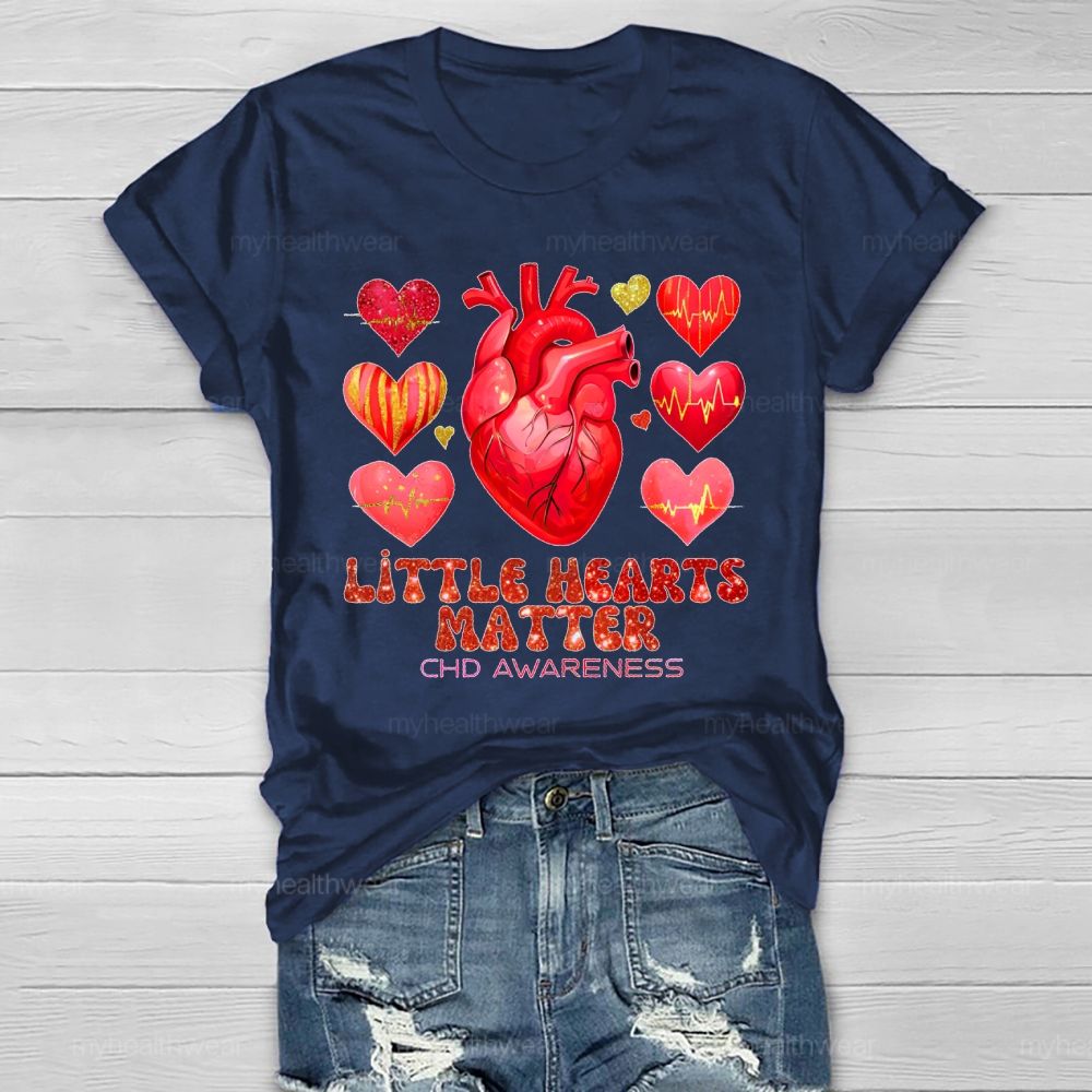 Little Hearts Matter Chd Awareness Graphic Healthwear T-shirt