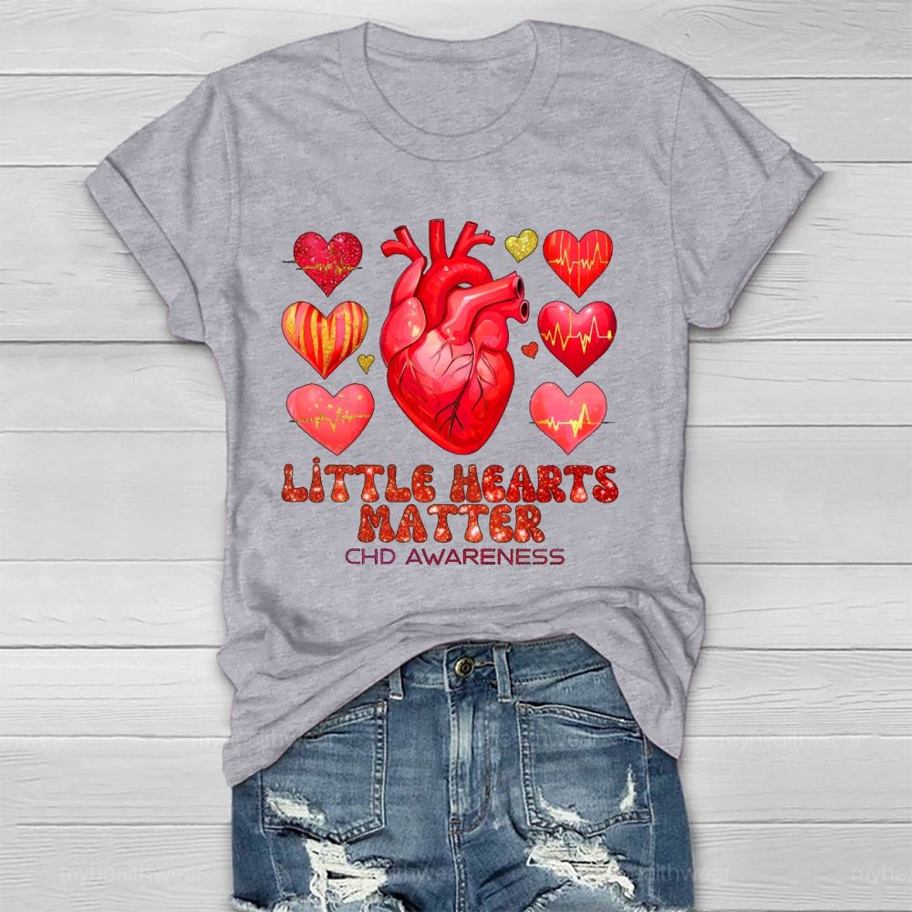 Little Hearts Matter Chd Awareness Graphic Healthwear T-shirt