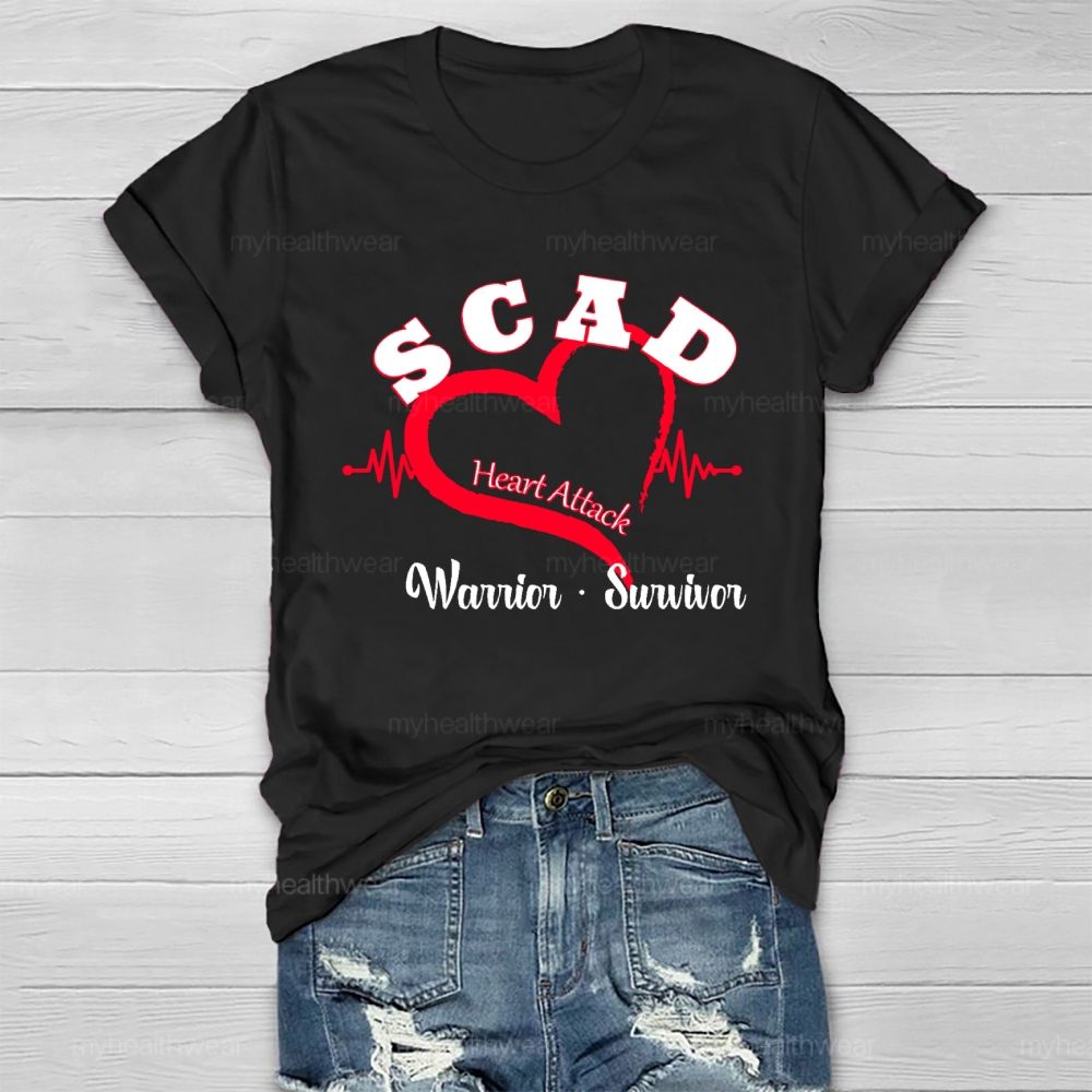Scad Heart Attack Warrior Survivor  Healthwear T-shirt