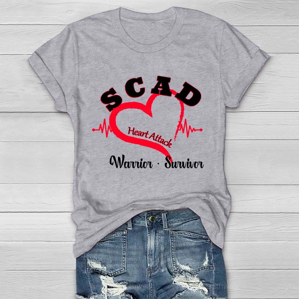 Scad Heart Attack Warrior Survivor  Healthwear T-shirt