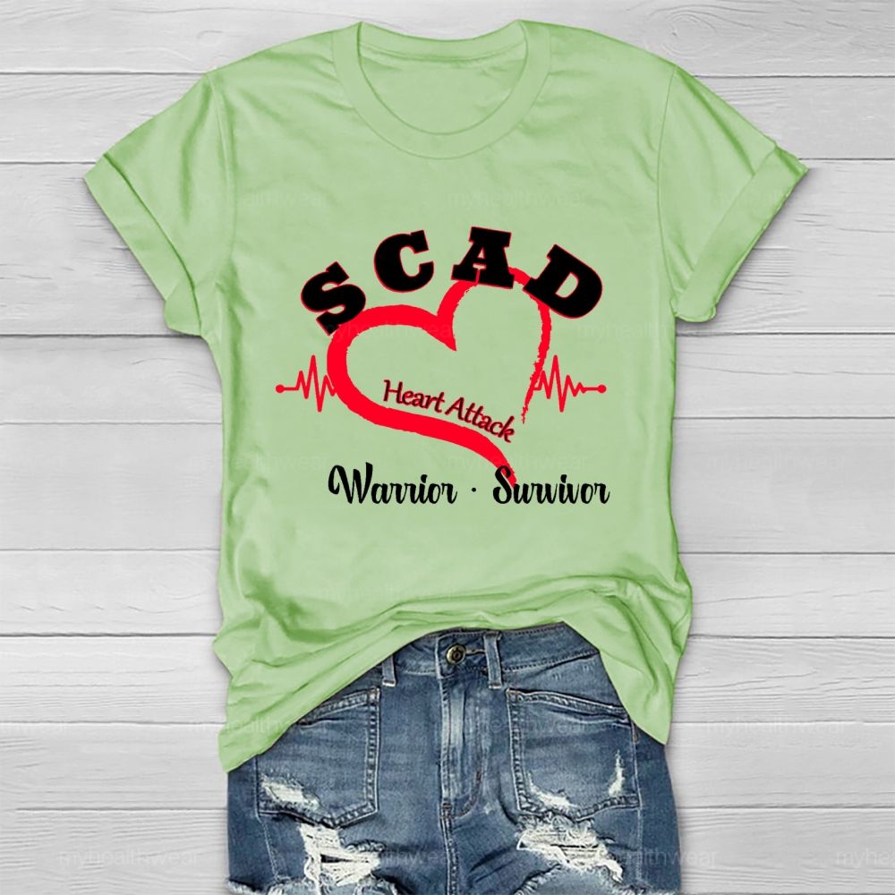 Scad Heart Attack Warrior Survivor  Healthwear T-shirt