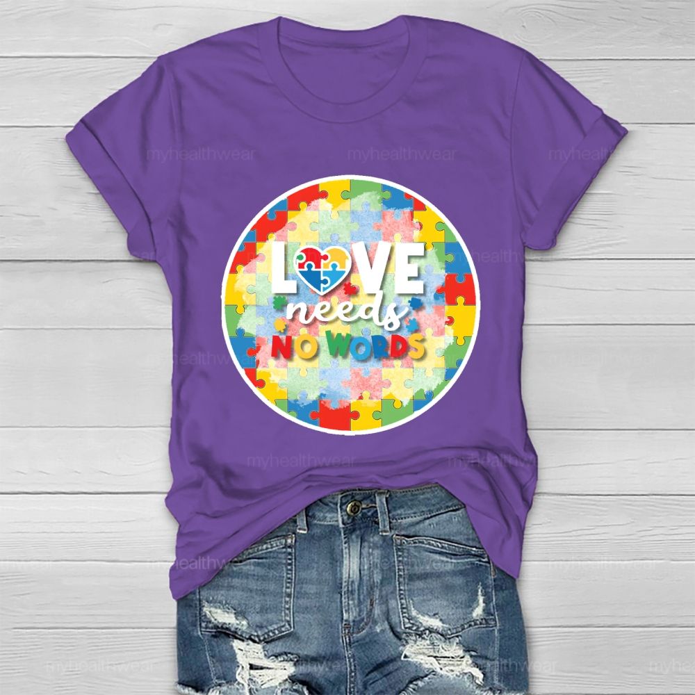Love Needs No Words Puzzle Circle Healthwear T-shirt