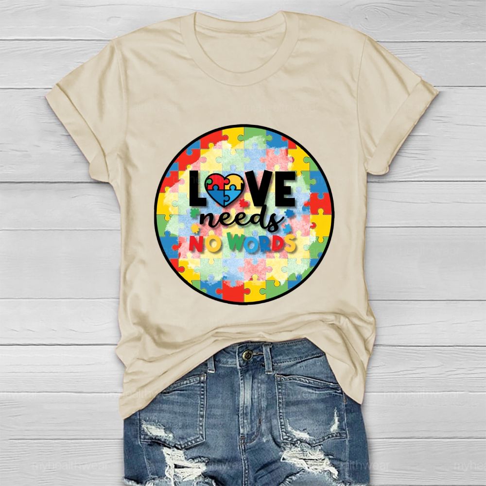 Love Needs No Words Puzzle Circle Healthwear T-shirt