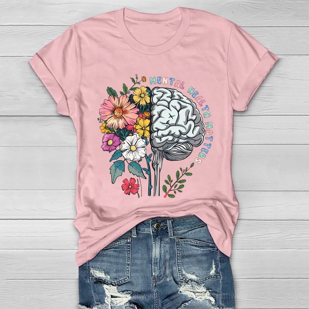 Mental Health Matters Flower Brain Healthwear T-shirt