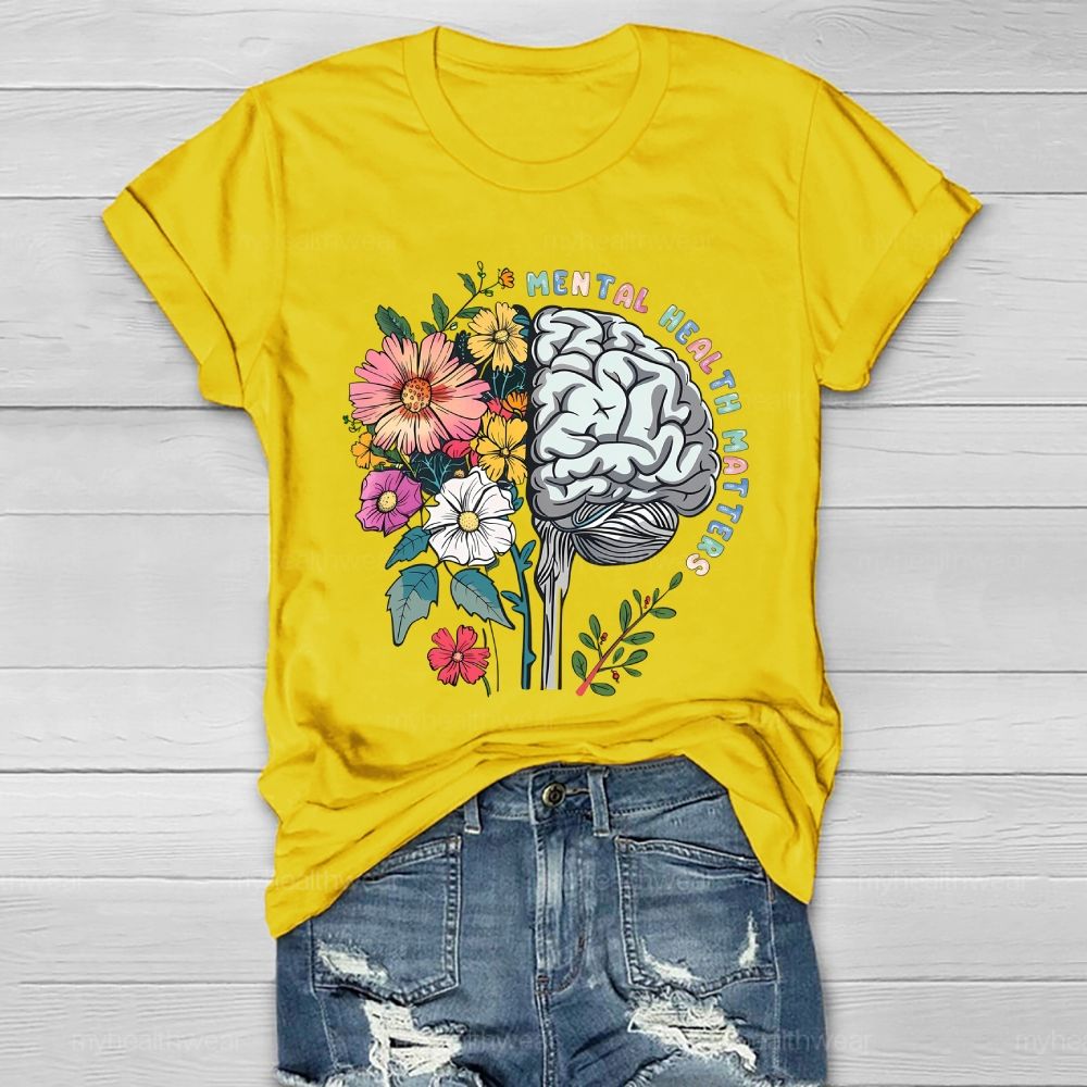 Mental Health Matters Flower Brain Healthwear T-shirt