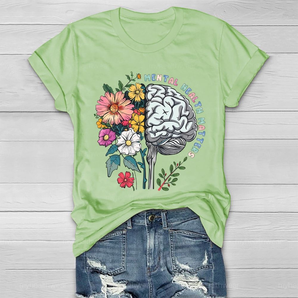 Mental Health Matters Flower Brain Healthwear T-shirt