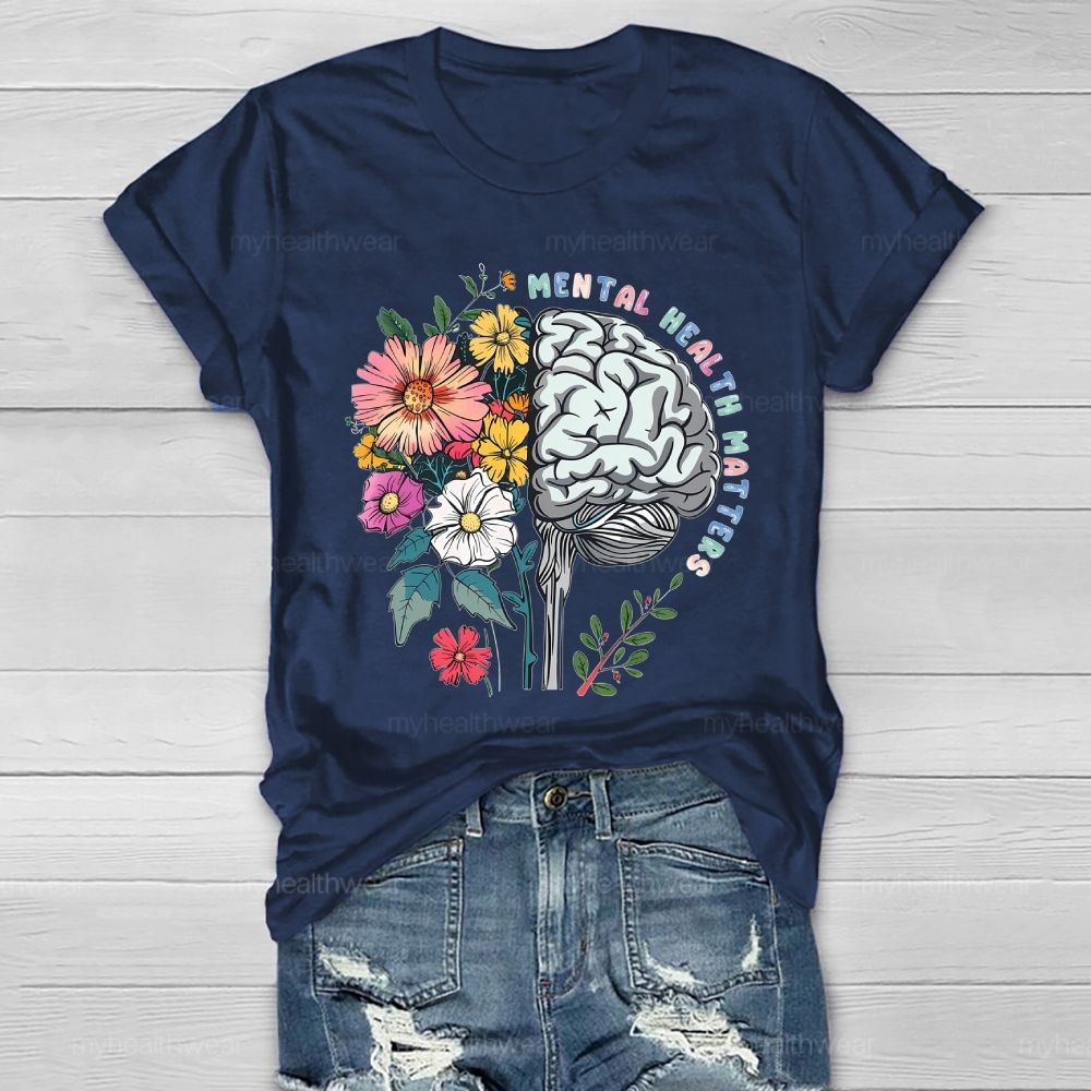Mental Health Matters Flower Brain Healthwear T-shirt