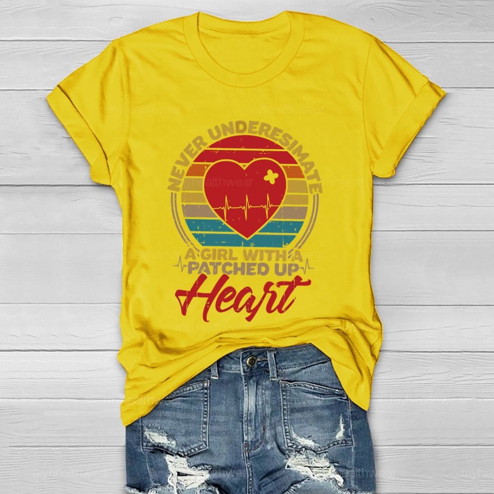 Never Underesimate A Girl With A Patched Up Heart Healthwear T-shirt