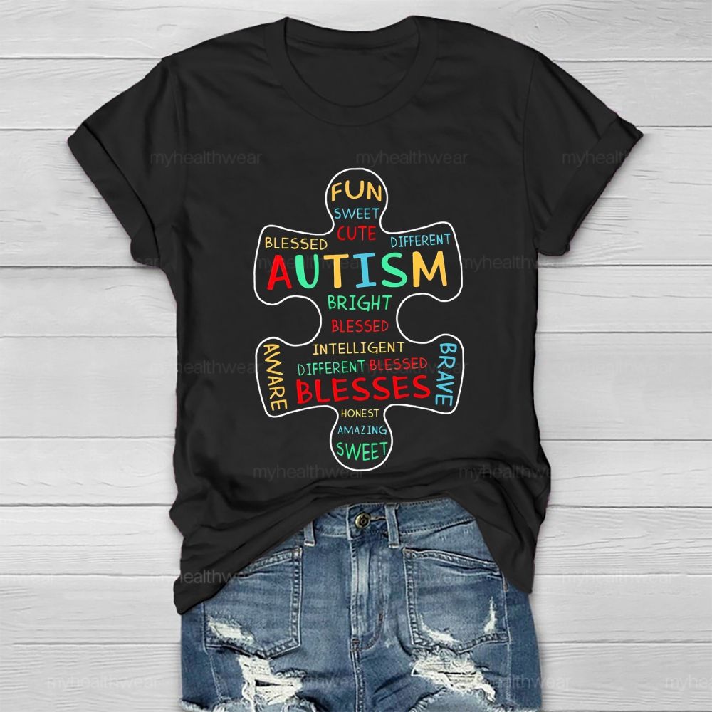 Fun Cute Sweet Blessed Different Autism Awareness Healthwear T-shirt