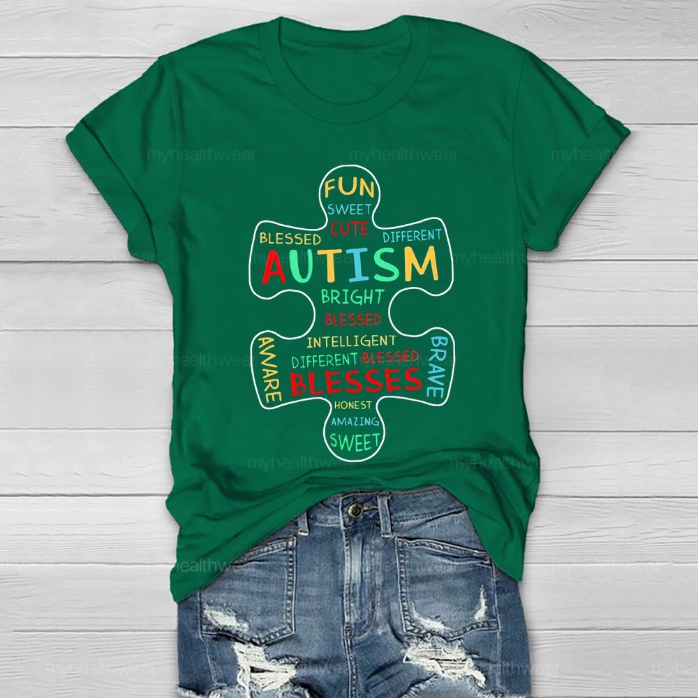 Fun Cute Sweet Blessed Different Autism Awareness Healthwear T-shirt