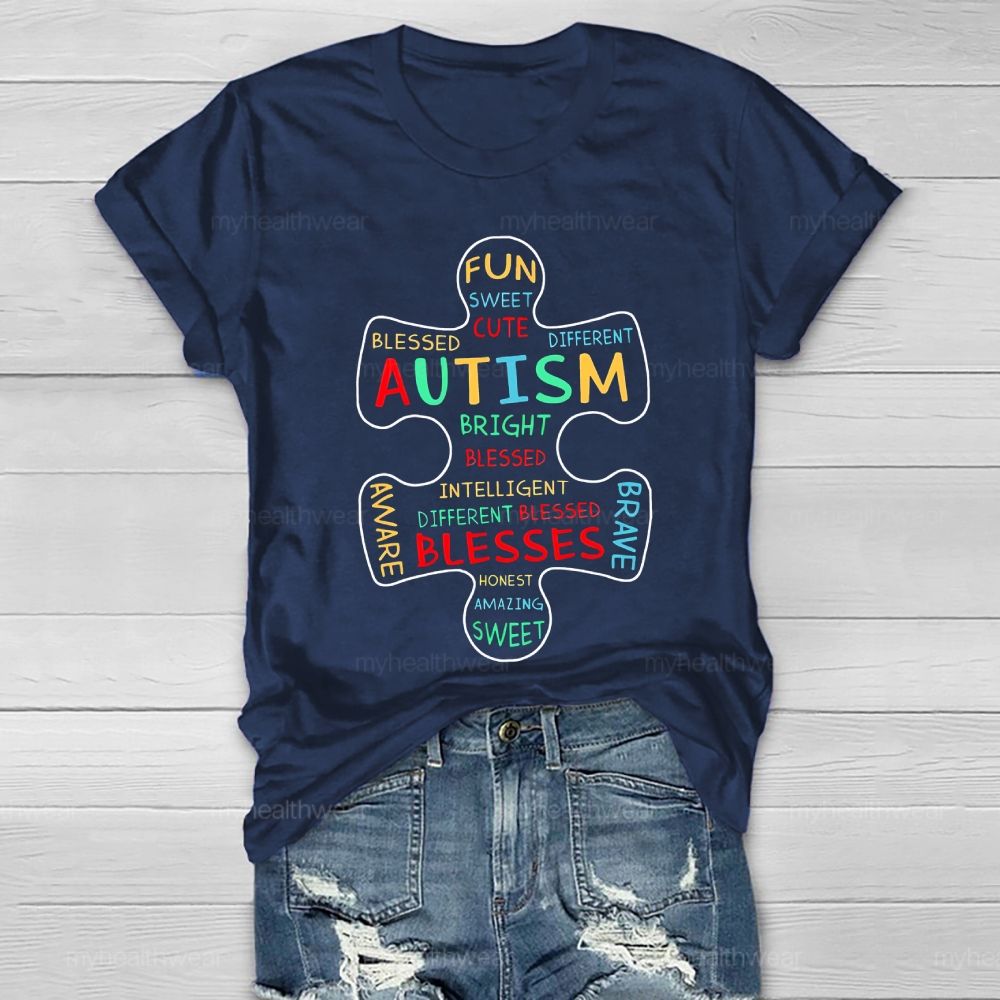 Fun Cute Sweet Blessed Different Autism Awareness Healthwear T-shirt