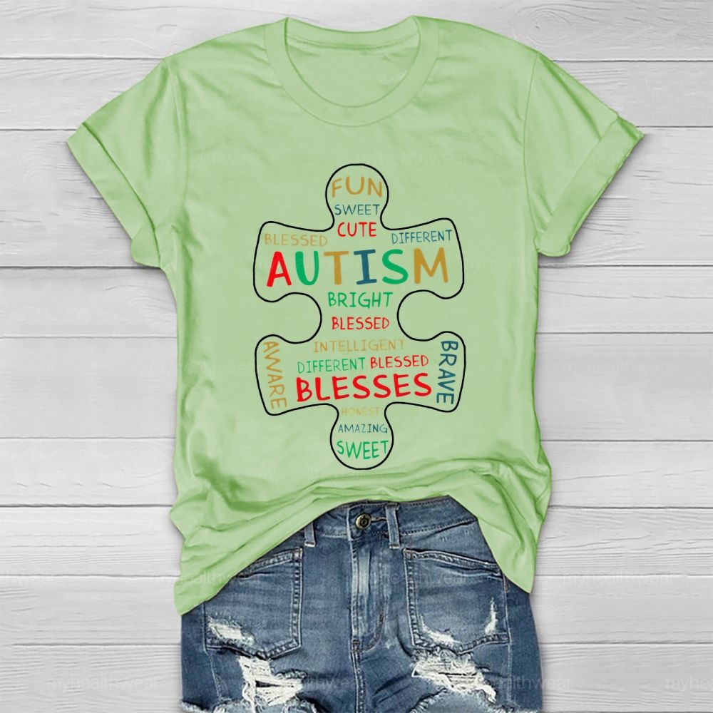 Fun Cute Sweet Blessed Different Autism Awareness Healthwear T-shirt
