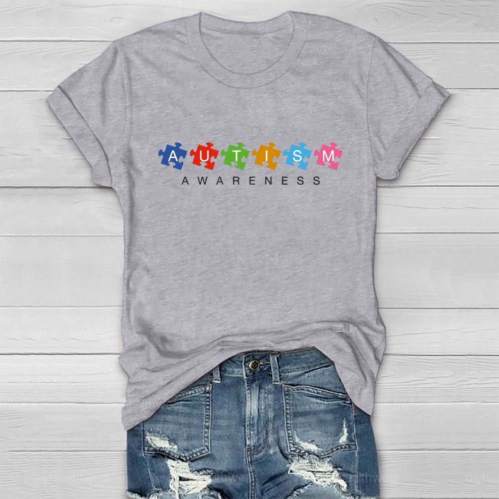 Autism Awareness Puzzle Letters Healthwear T-shirt