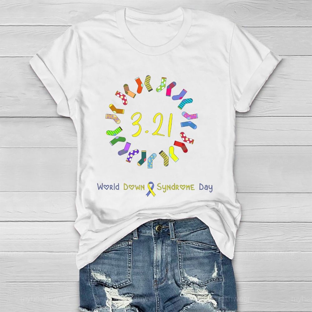 World Down Syndrome Day Socks Ribbon Healthwear T-shirt