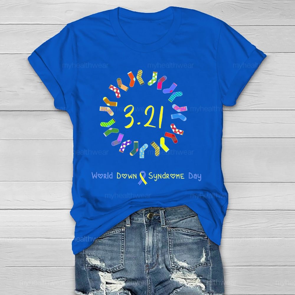 World Down Syndrome Day Socks Ribbon Healthwear T-shirt