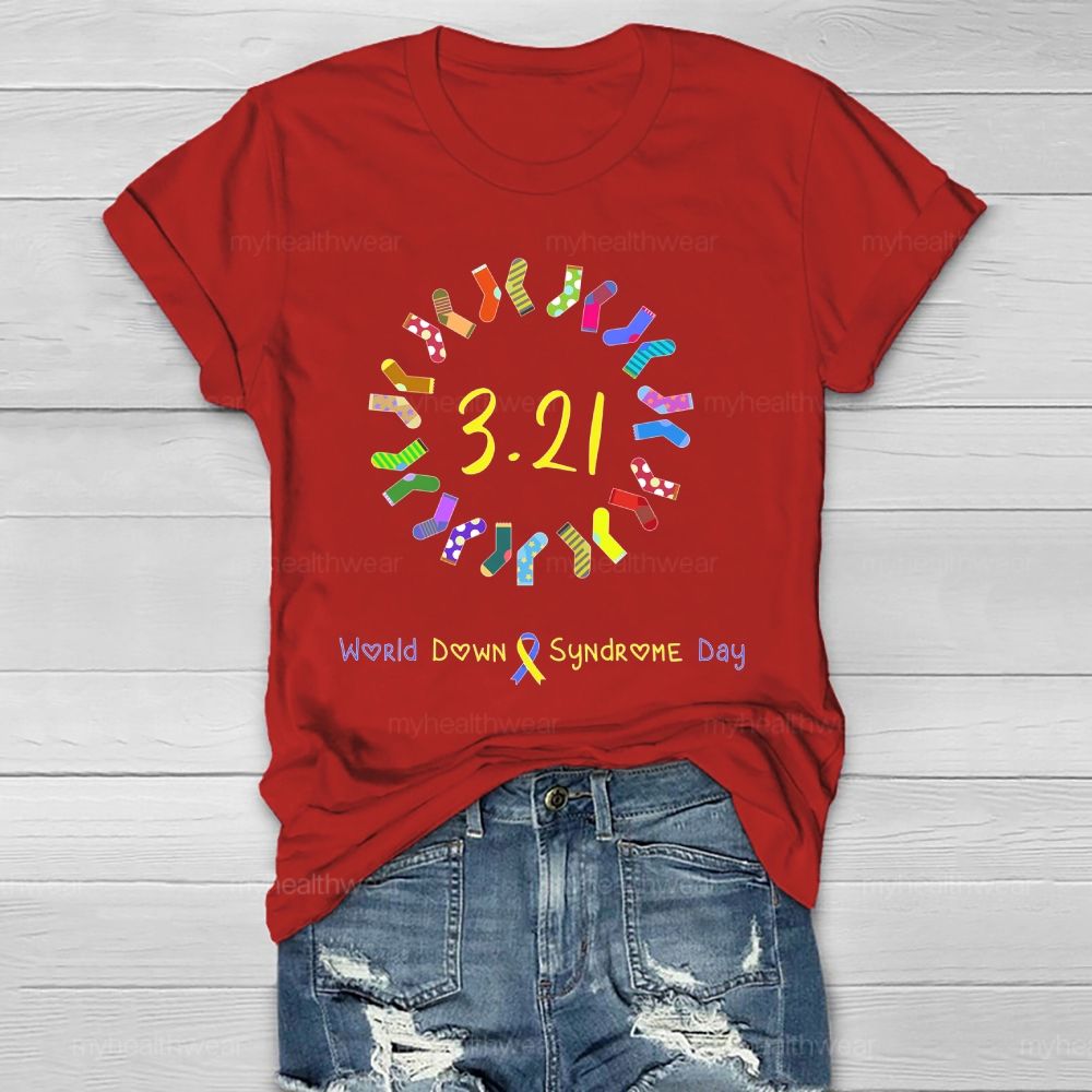 World Down Syndrome Day Socks Ribbon Healthwear T-shirt