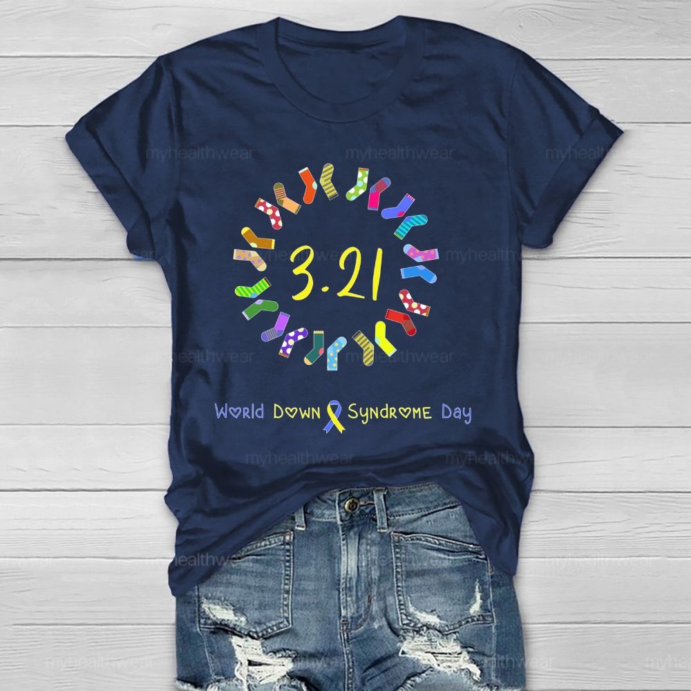 World Down Syndrome Day Socks Ribbon Healthwear T-shirt