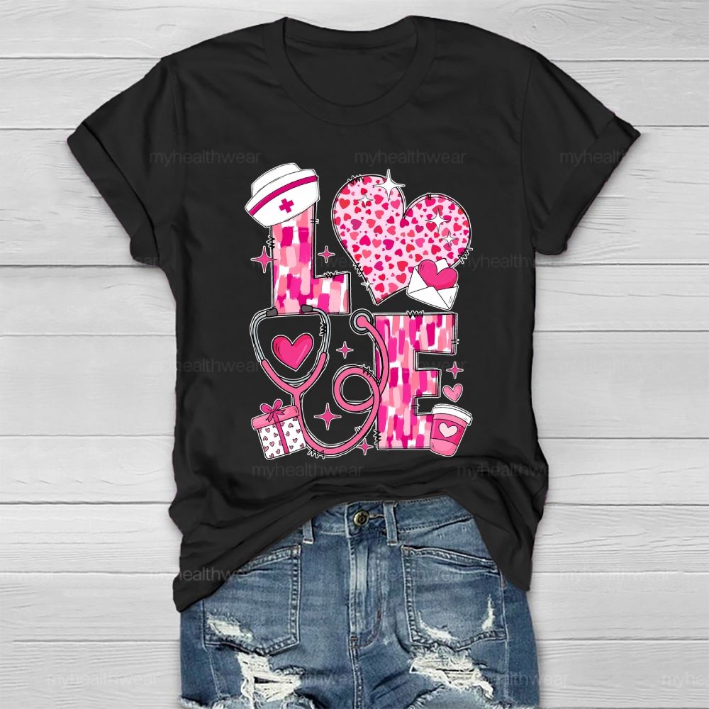 Love Stethoscope Nurse Healthwear T-shirt