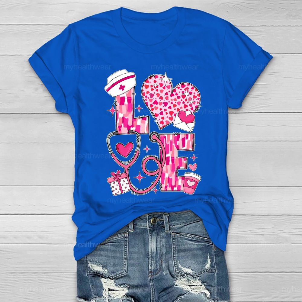 Love Stethoscope Nurse Healthwear T-shirt