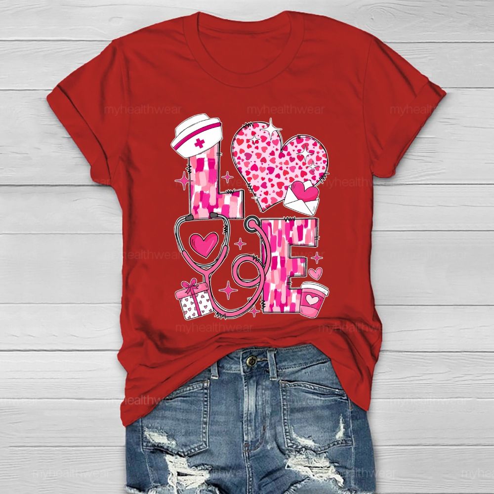 Love Stethoscope Nurse Healthwear T-shirt