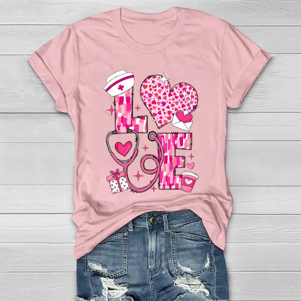 Love Stethoscope Nurse Healthwear T-shirt
