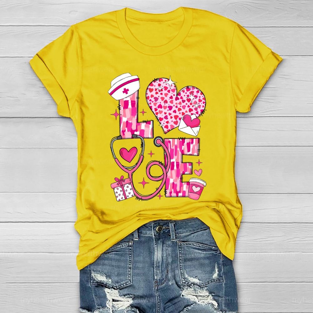 Love Stethoscope Nurse Healthwear T-shirt