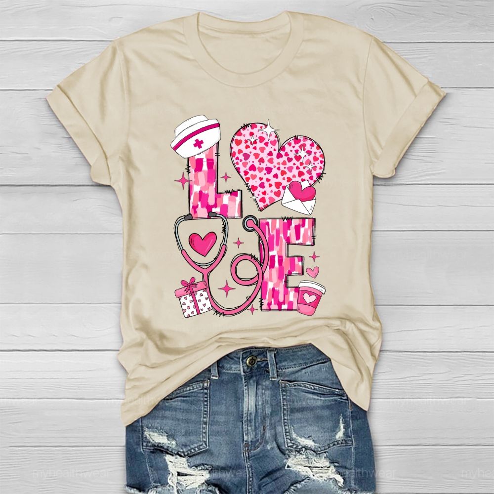 Love Stethoscope Nurse Healthwear T-shirt