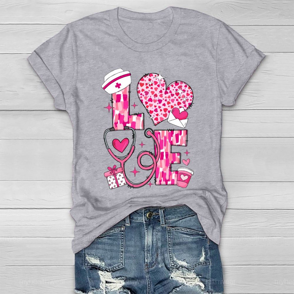 Love Stethoscope Nurse Healthwear T-shirt