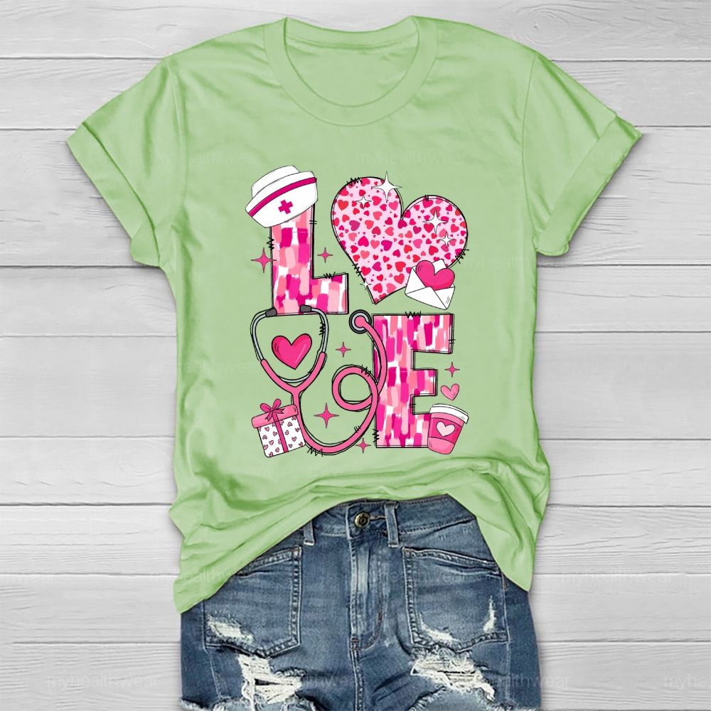 Love Stethoscope Nurse Healthwear T-shirt