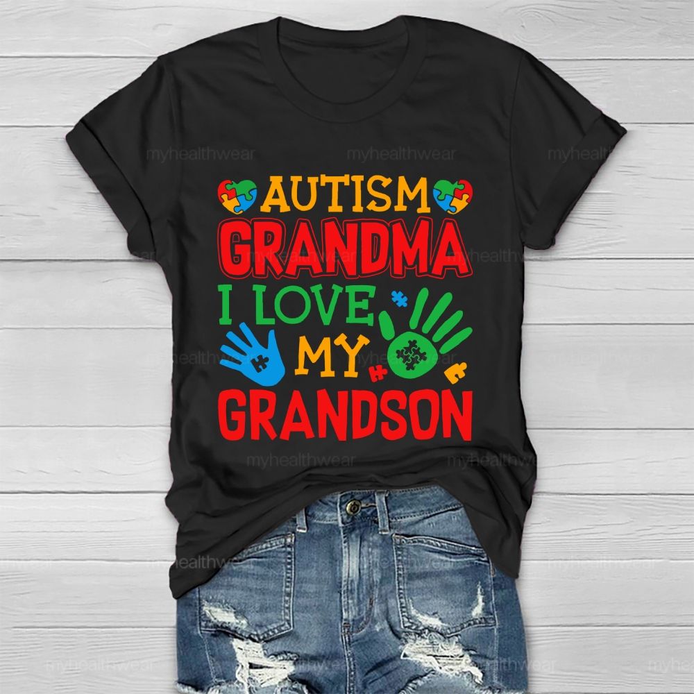 Autism Grandma I Love My Grandson Healthwear T-shirt