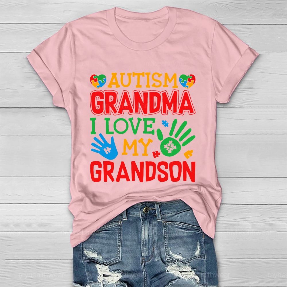 Autism Grandma I Love My Grandson Healthwear T-shirt