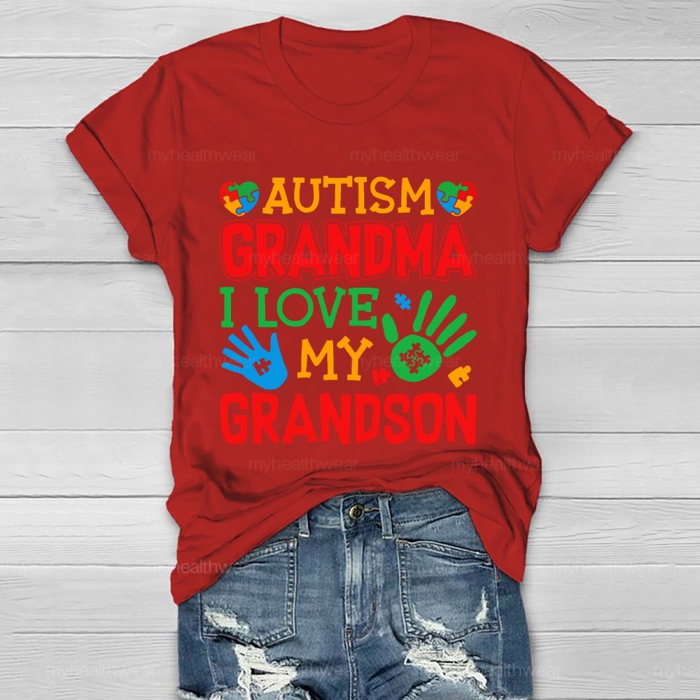 Autism Grandma I Love My Grandson Healthwear T-shirt