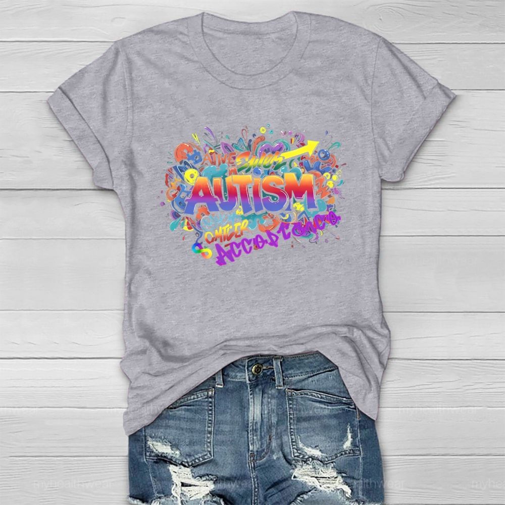Autism Acceptance Colorful Letters Healthwear T-shirt