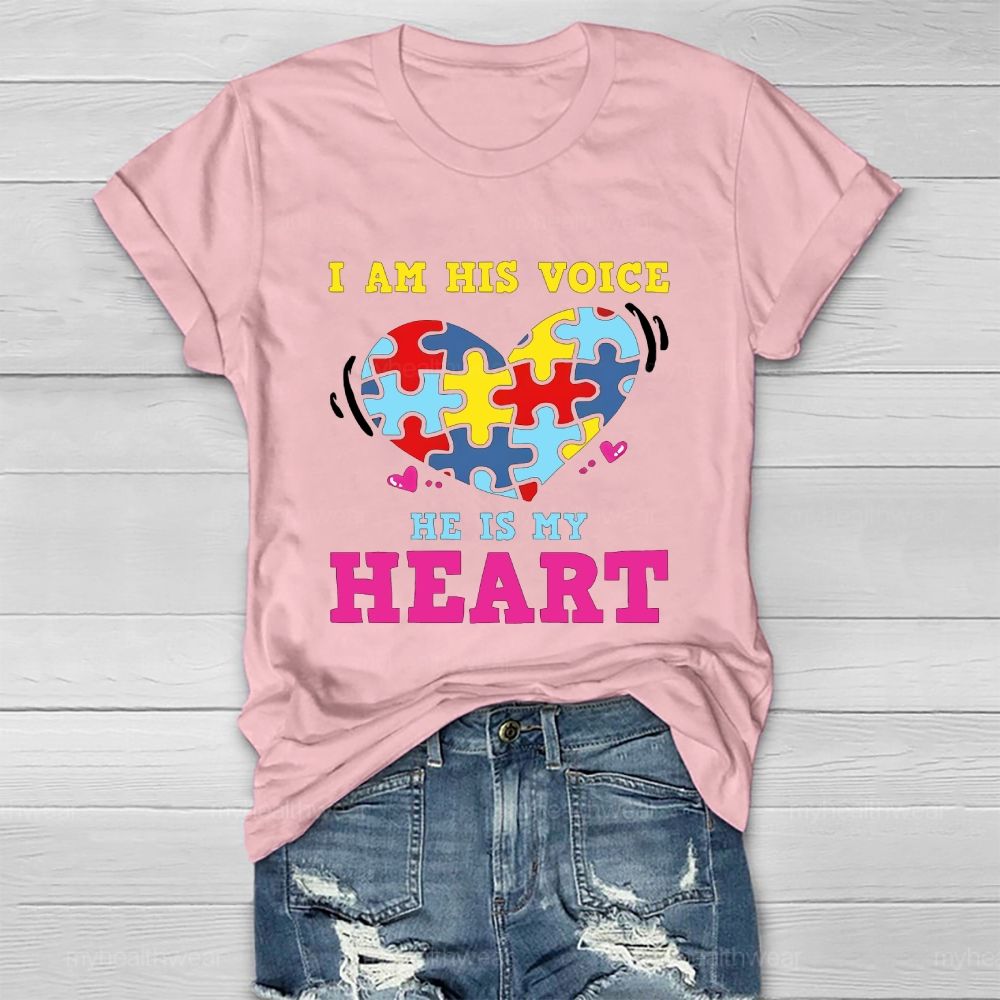 I Am His Voice He My Heart Autism Healthwear T-shirt