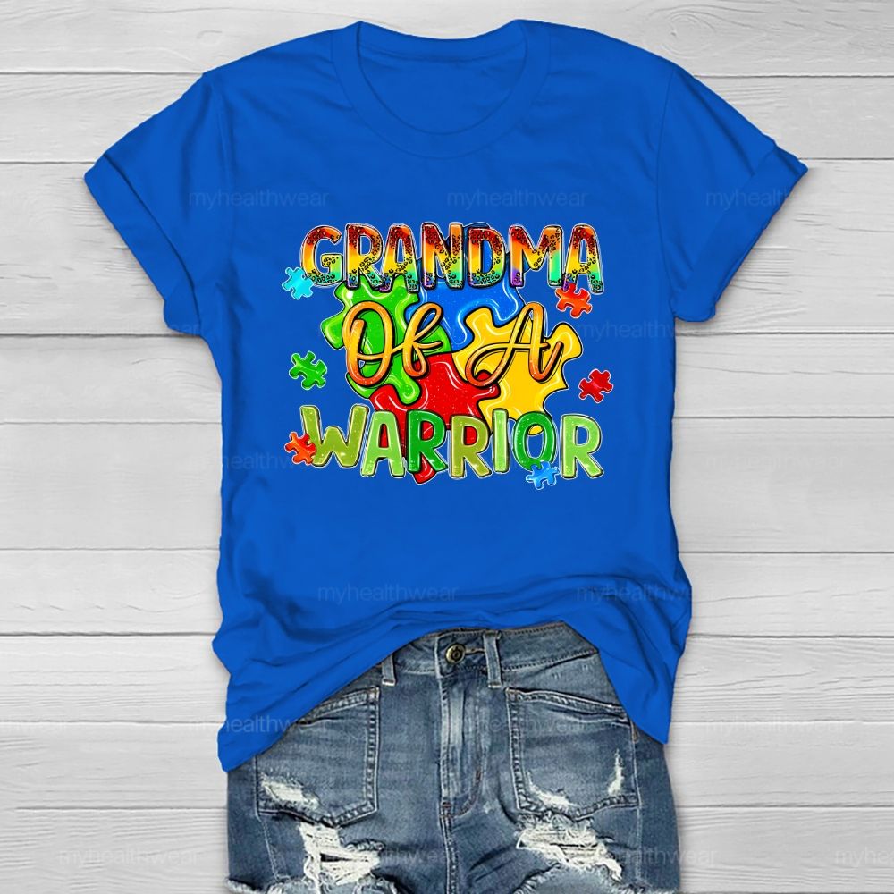 Grandma Of A Warrior  Puzzle Pieces Healthwear T-shirt